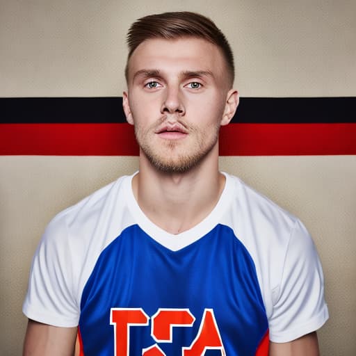 portrait+ style Russian LGBT queer basketball player blonde hunk dude face