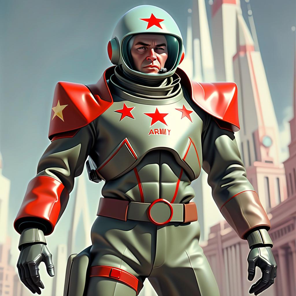  retro futurism, army of the russian soviet socialist republic, combat suit