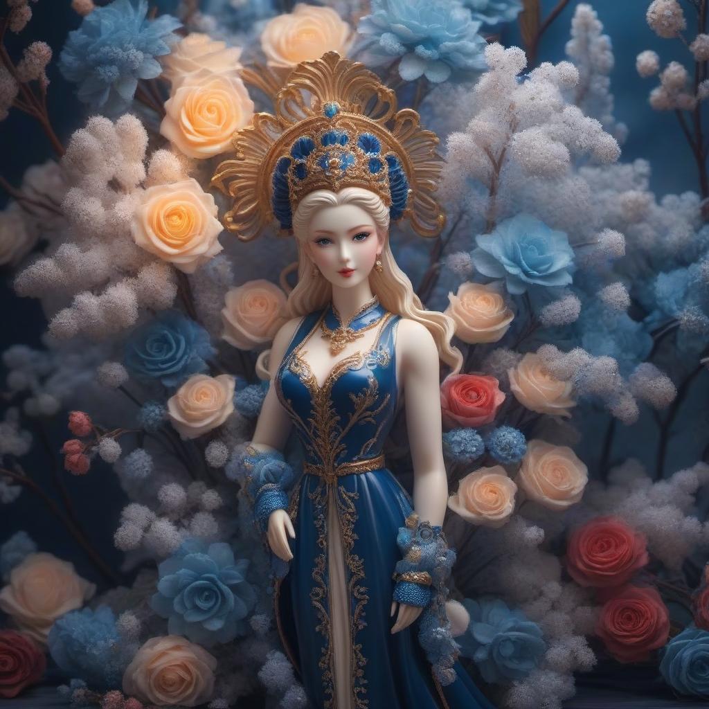  Still life with a beautiful porcelain figurine. hyperrealistic, full body, detailed clothing, highly detailed, cinematic lighting, stunningly beautiful, intricate, sharp focus, f/1. 8, 85mm, (centered image composition), (professionally color graded), ((bright soft diffused light)), volumetric fog, trending on instagram, trending on tumblr, HDR 4K, 8K