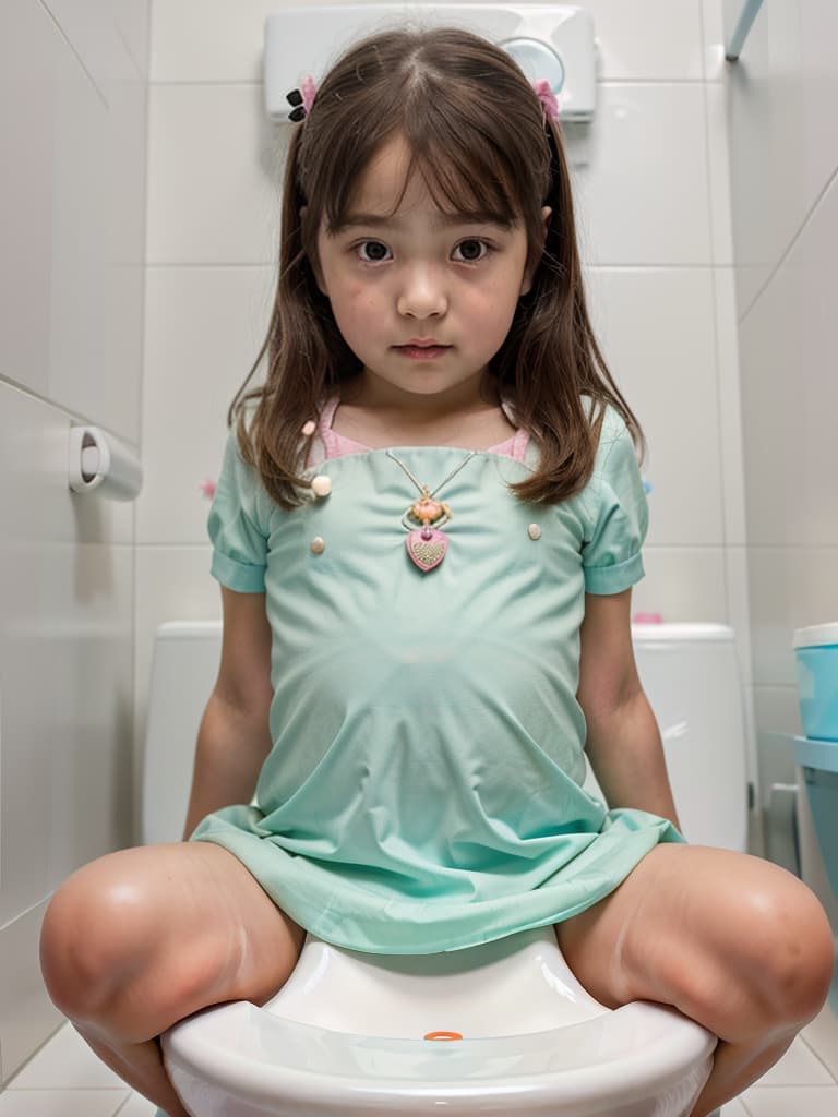  girls in poo, toilet, first grader, looking at my stomach, girl sitting in the toilet, pushing my stomach, masterpiece, best quality,8k,ultra detailed,high resolution,an extremely delicate and beautiful,hyper detail