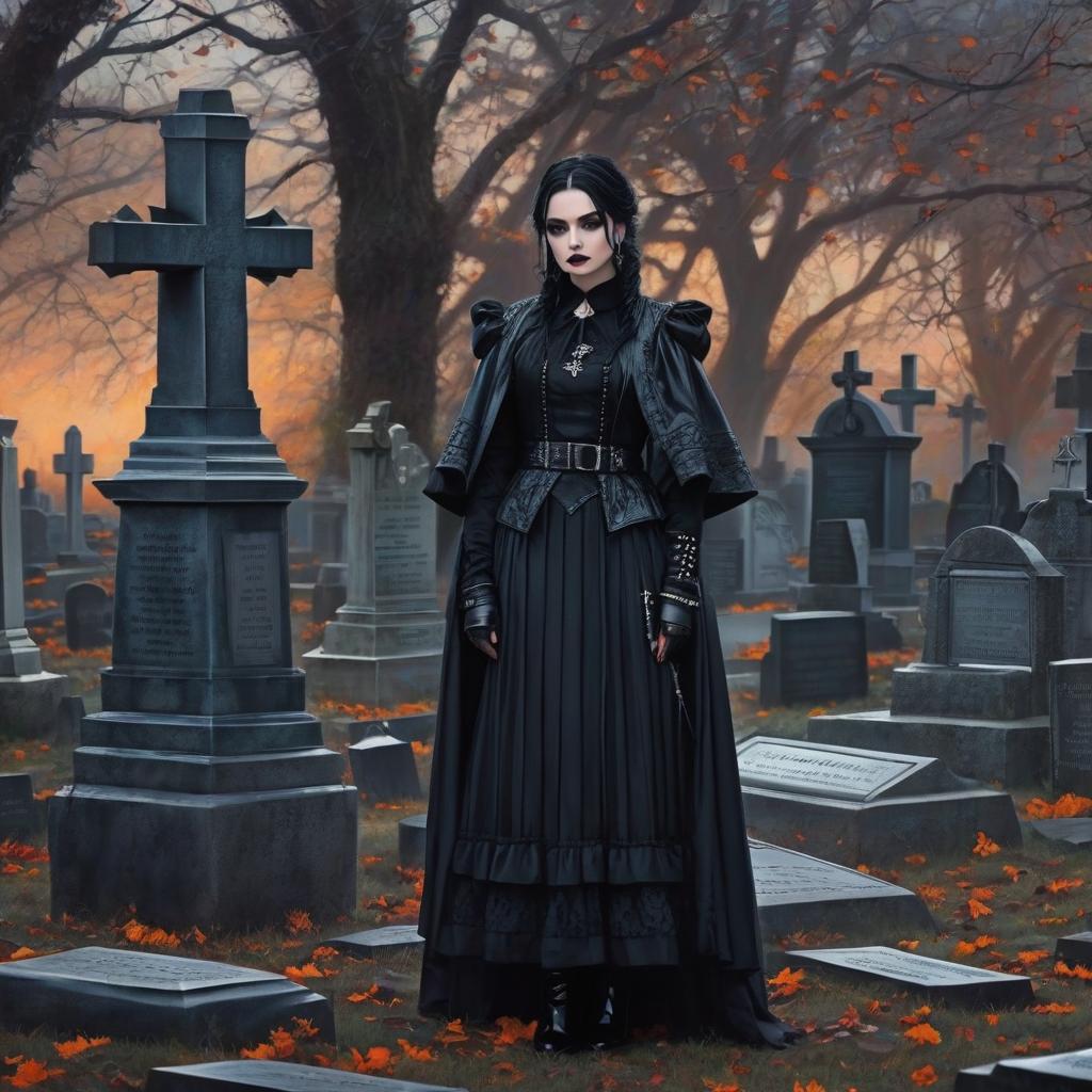  goth girl in a grave yard, award winning, professional, highly detailed, masterpiece