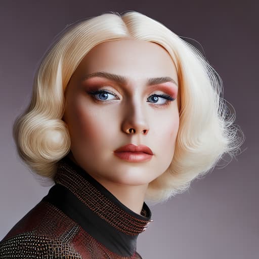 portrait+ style Russian LGBT queer superstar blonde female face