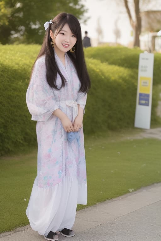  a full body image of a korean with long hair adorned with vint clips, playing with a puppy in a park, her laughter echoing with delight, advertising photo,high quality, good proportion, masterpiece , the image is captured with an 8k camera