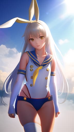  shimakaze lolicon. Short, stretched and very tight , hyperrealistic, high quality, highly detailed, cinematic lighting, intricate, sharp focus, f/1. 8, 85mm, (centered image composition), (professionally color graded), ((bright soft diffused light)), volumetric fog, trending on instagram, HDR 4K, 8K