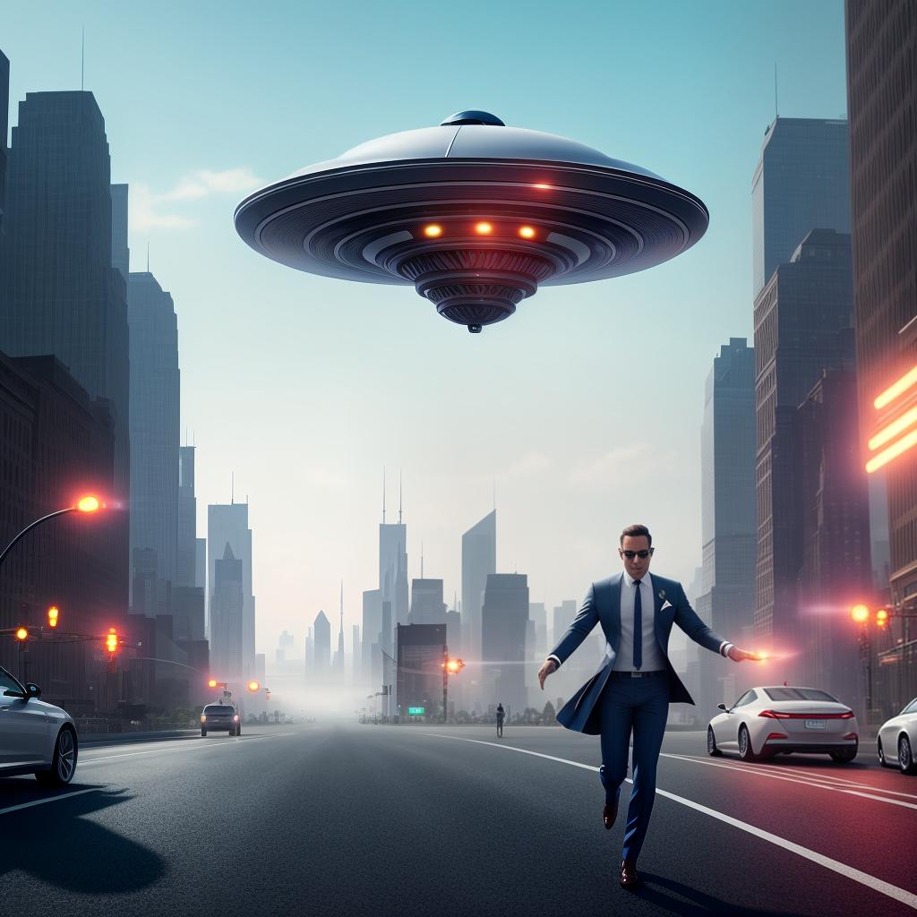  Attack of flying saucers. hyperrealistic, full body, detailed clothing, highly detailed, cinematic lighting, stunningly beautiful, intricate, sharp focus, f/1. 8, 85mm, (centered image composition), (professionally color graded), ((bright soft diffused light)), volumetric fog, trending on instagram, trending on tumblr, HDR 4K, 8K