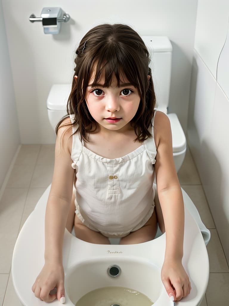  girl in poo, first grader, toilet, masterpiece, best quality,8k,ultra detailed,high resolution,an extremely delicate and beautiful,hyper detail