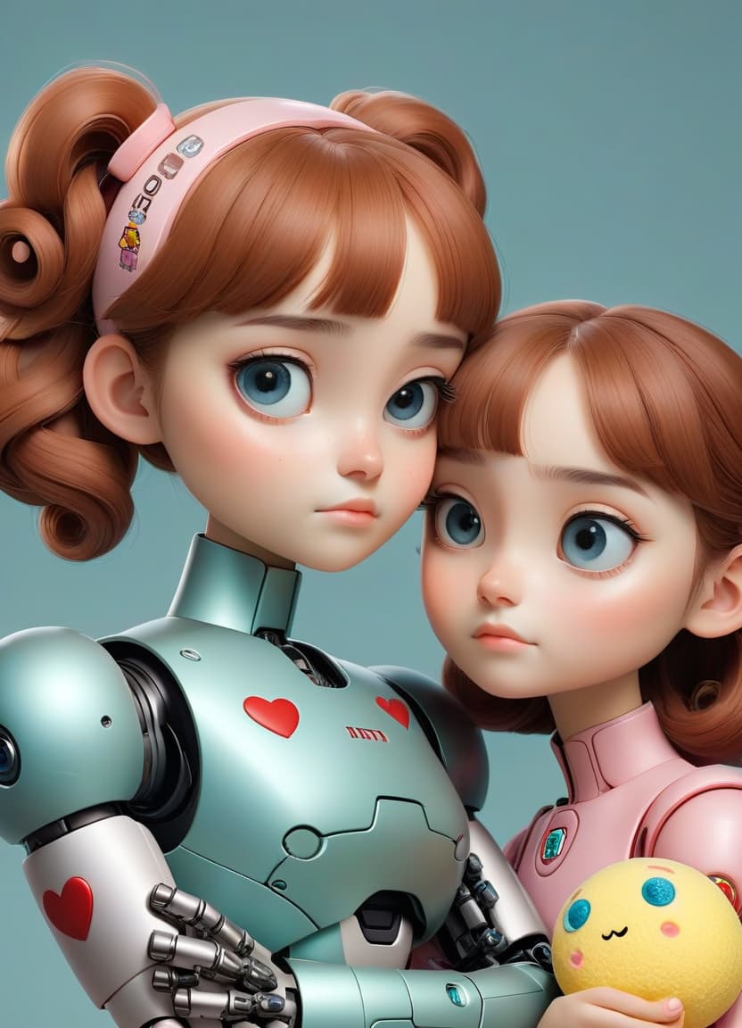  love . cute sisters on the lips. cheeks are plump. sponges are plump. they have the bodies of robot s.