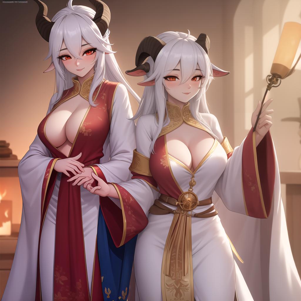  Female goat anthro, hot, cult robes,, open eyes, masterpiece, 4k, fine details,