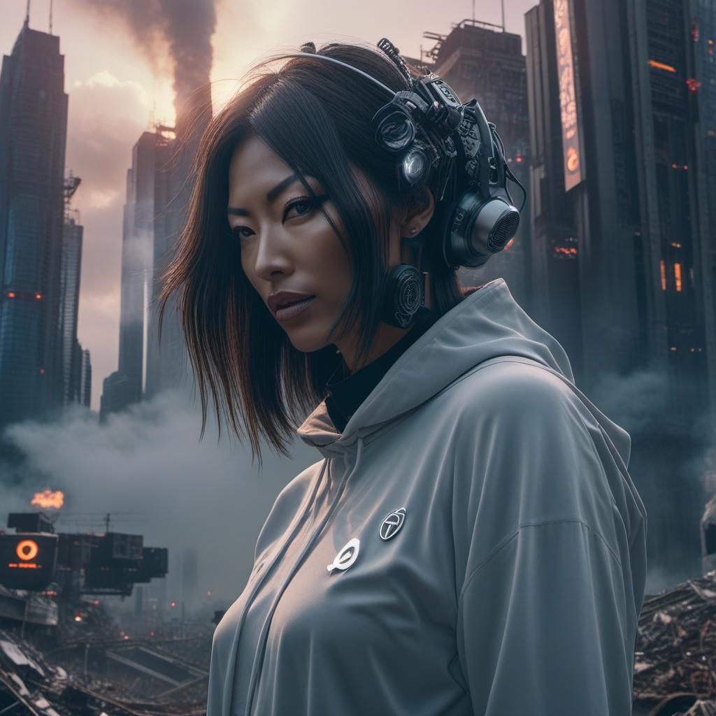  an epic album cover, splicor and aphex twin with a dystopian feel., ((anime)) hyperrealistic, full body, detailed clothing, highly detailed, cinematic lighting, stunningly beautiful, intricate, sharp focus, f/1. 8, 85mm, (centered image composition), (professionally color graded), ((bright soft diffused light)), volumetric fog, trending on instagram, trending on tumblr, HDR 4K, 8K