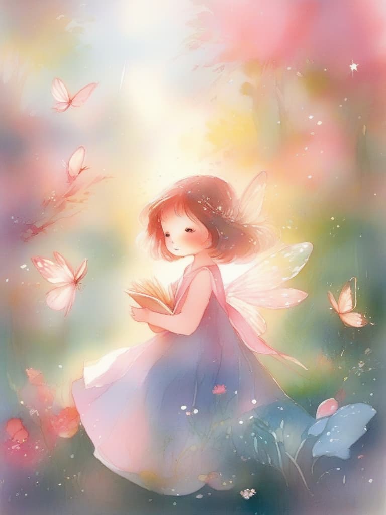  (illustration style (cute fairy)(has pink transparent wings)(sparkly and fragile)(in the palm of your hand:1.2)masterpiece,high quality,16k,super analysis