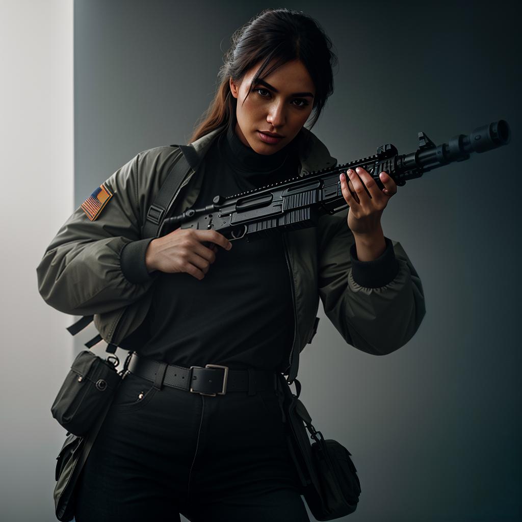  an ultra realistic, high resolution image of an ak 47 assault rifle displayed on a neutral background. the gun is showcased in intricate detail, highlighting its mechanical parts and textures. professional studio lighting, sharp focus, 8k resolution. hyperrealistic, full body, detailed clothing, highly detailed, cinematic lighting, stunningly beautiful, intricate, sharp focus, f/1. 8, 85mm, (centered image composition), (professionally color graded), ((bright soft diffused light)), volumetric fog, trending on instagram, trending on tumblr, HDR 4K, 8K