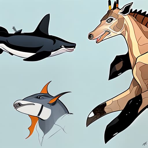  Qusimoto mixed with a donkey and a killer whale and a giraffe in stunning realism and comical