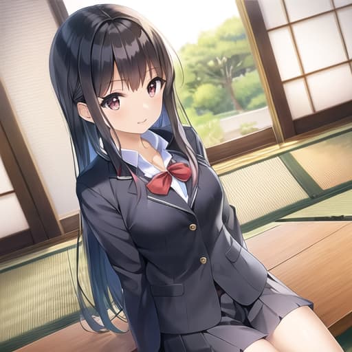  master piece , best quality,japanese beautiful girl, long black hair, cute, uniform, school, aya kamito, high school girl, lonely queen.