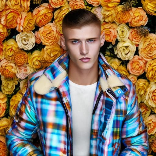 portrait+ style Russian LGBT queer fashion model blonde hunk dude face