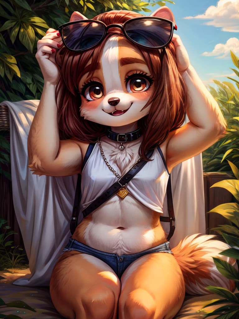  anthropomorphic english cocker spaniel female, summer