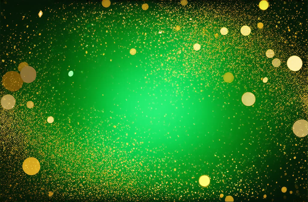  flat illustration, flaticon, (illustration:1.15), festive abstract background with glitter and bokeh in green and gold tones ar 3:2, [cory loftis, strobist, pascal campion :: 0.2]