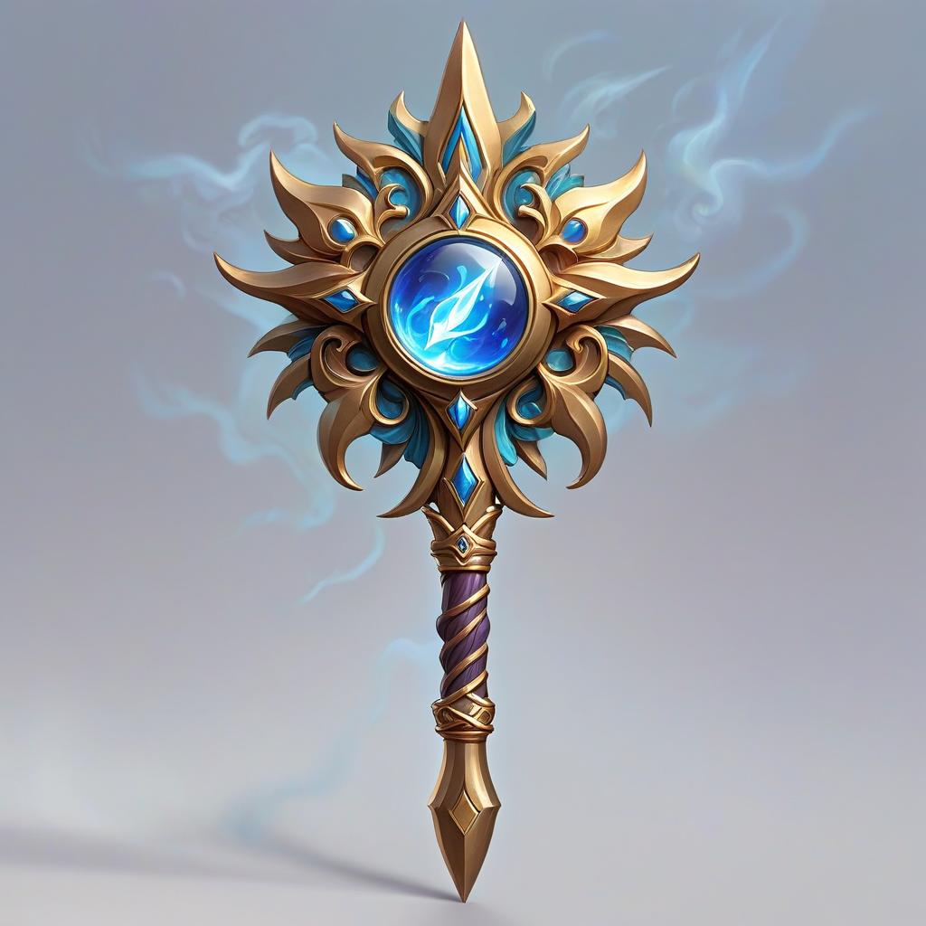  ethereal fantasy concept art of battle staff, celetial rod, elemental magic, mystic hand, eyes, sorcerer rpg class minimal badge . magnificent, celestial, ethereal, painterly, epic, majestic, magical, fantasy art, cover art, dreamy, sticker