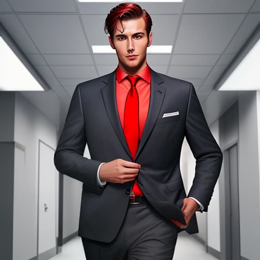  crm specialist handsome business man in suit with red tie