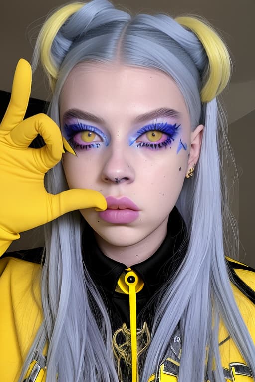  billie ellish with yellow eyes