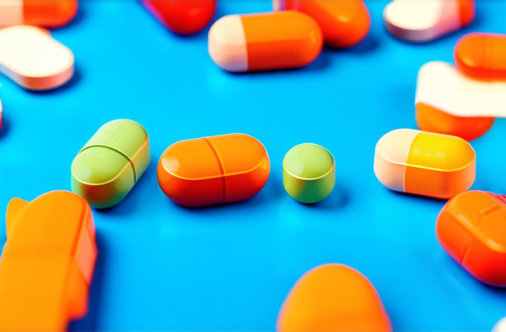  abstract background with medical pills. medicine and healthcare concept. ar 3:2 {prompt}, maximum details