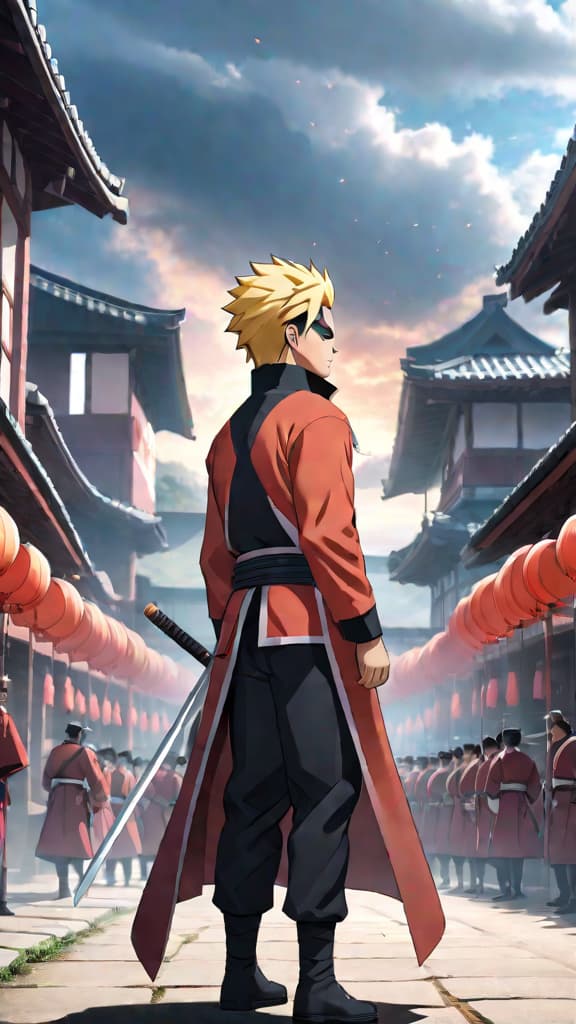  anime art: boruto mastering ninjutsu, taijutsu, and strategy skills as his power evolves. hyperrealistic, full body, detailed clothing, highly detailed, cinematic lighting, stunningly beautiful, intricate, sharp focus, f/1. 8, 85mm, (centered image composition), (professionally color graded), ((bright soft diffused light)), volumetric fog, trending on instagram, trending on tumblr, HDR 4K, 8K