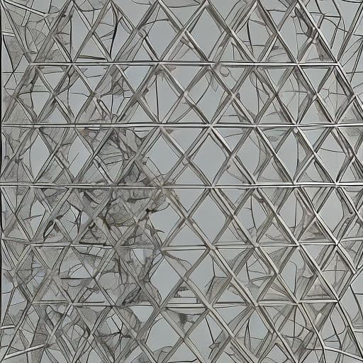 dvarchmodern triangulation grid, it has a huge number of triangular holes, not one. highly detailed photo.