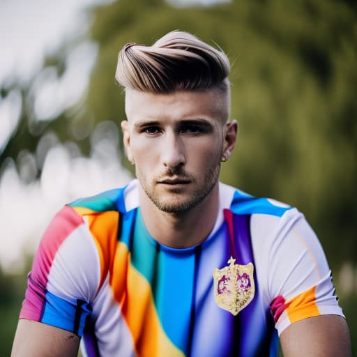 portrait+ style Russian LGBT queer footballer blonde hunk dude face