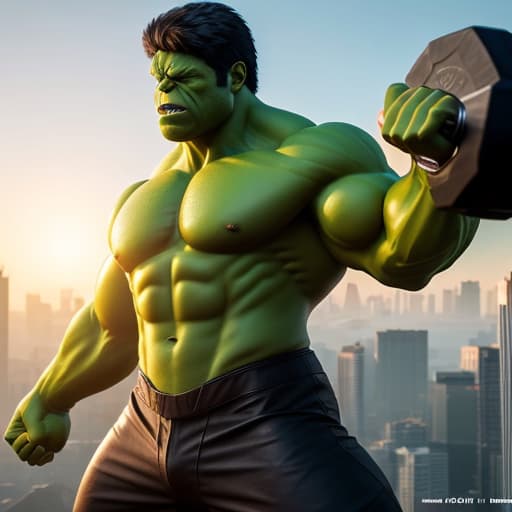  (Hulk lifting weights), photorealistic, highly detailed, 4k, high quality hyperrealistic, full body, detailed clothing, highly detailed, cinematic lighting, stunningly beautiful, intricate, sharp focus, f/1. 8, 85mm, (centered image composition), (professionally color graded), ((bright soft diffused light)), volumetric fog, trending on instagram, trending on tumblr, HDR 4K, 8K