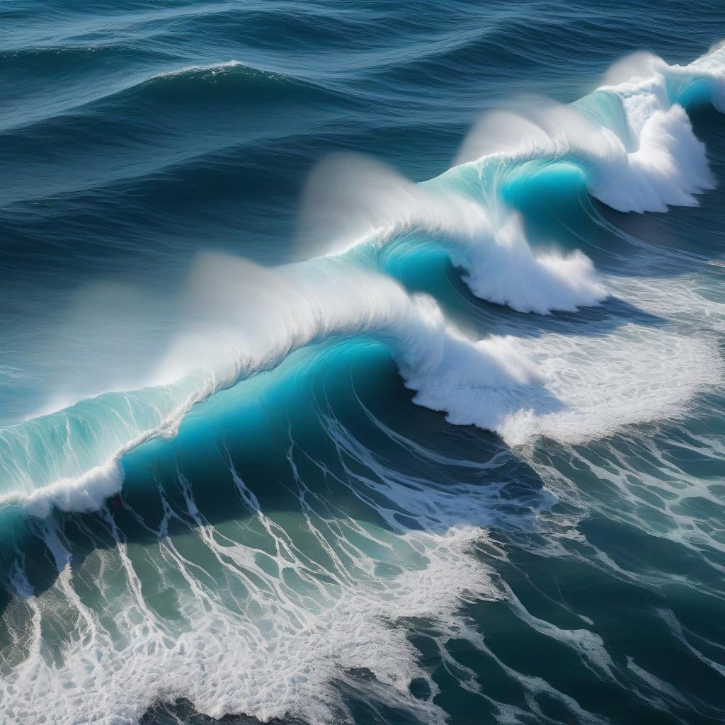  hyperrealistic art a bird's eye view of blue sea waves, 3d backlit photography . extremely high resolution details, photographic, realism pushed to extreme, fine texture, incredibly lifelike hyperrealistic, full body, detailed clothing, highly detailed, cinematic lighting, stunningly beautiful, intricate, sharp focus, f/1. 8, 85mm, (centered image composition), (professionally color graded), ((bright soft diffused light)), volumetric fog, trending on instagram, trending on tumblr, HDR 4K, 8K