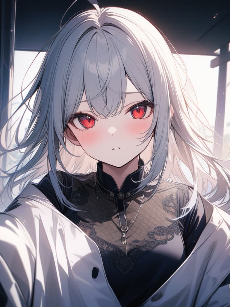  , cute, silver hair, red eyes, a relentless, , masterpiece, best quality,8k,ultra detailed,high resolution,an extremely delicate and beautiful,hyper detail