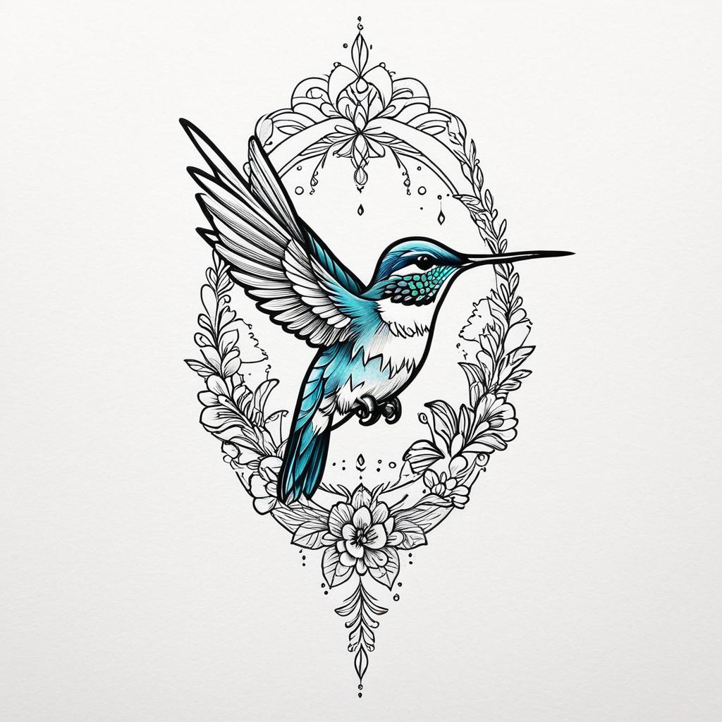  hummingbird, rainbow,(tattoo), tattoo design