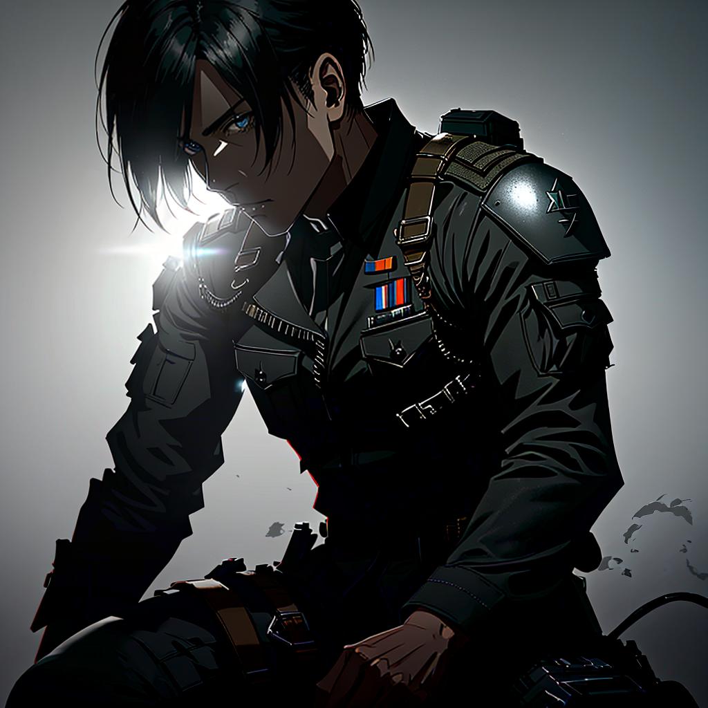  a soldier with a military uniform and a vertical maneuvering device, in the gritty and realistic style of hajime isayama, with detailed textures and dramatic shadows. hyperrealistic, full body, detailed clothing, highly detailed, cinematic lighting, stunningly beautiful, intricate, sharp focus, f/1. 8, 85mm, (centered image composition), (professionally color graded), ((bright soft diffused light)), volumetric fog, trending on instagram, trending on tumblr, HDR 4K, 8K