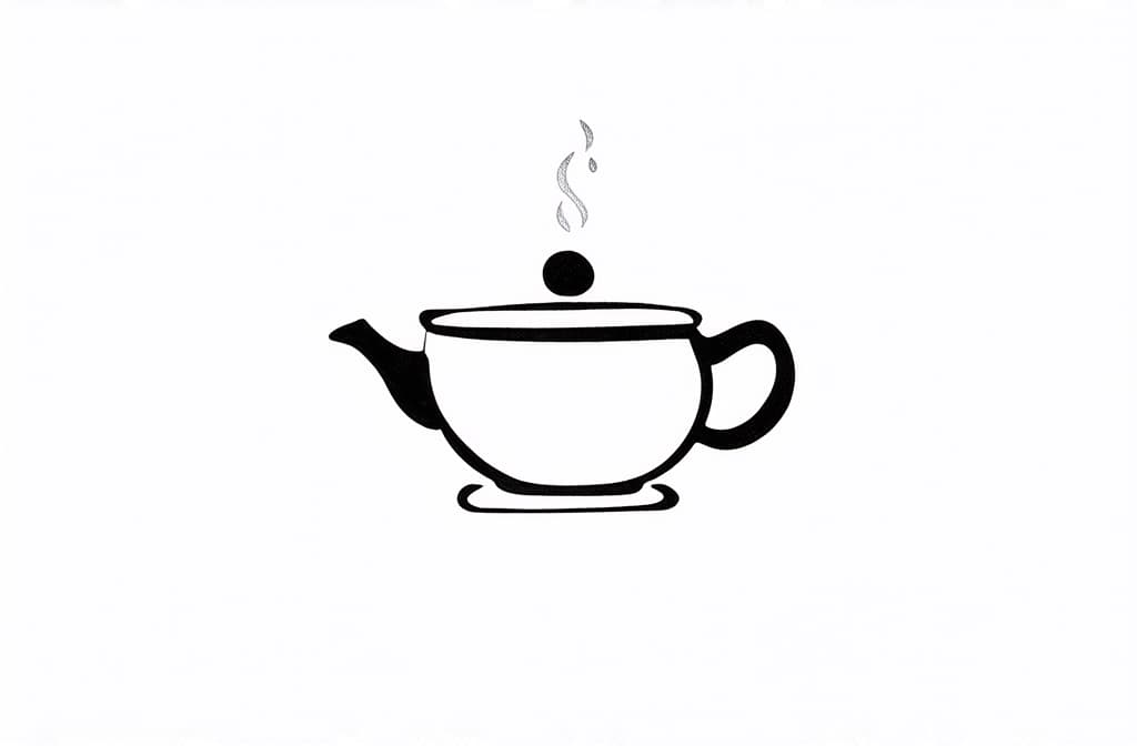  contour, very simple image in one unbroken black ink line, single line of steaming warm tea pot bowl, engraving illustration, icon isolated on white background ar 3:2 using a single continuous black line ink brushon white background, drawing should be created without lifting the pen, recognizable features of steaming warm tea pot bowl, engraving illustration, icon isolated on white background ar 3:2 in one unbroken line