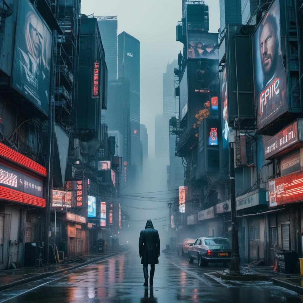  an epic album cover, splicor and aphex twin with a dystopian feel., ((anime)) hyperrealistic, full body, detailed clothing, highly detailed, cinematic lighting, stunningly beautiful, intricate, sharp focus, f/1. 8, 85mm, (centered image composition), (professionally color graded), ((bright soft diffused light)), volumetric fog, trending on instagram, trending on tumblr, HDR 4K, 8K