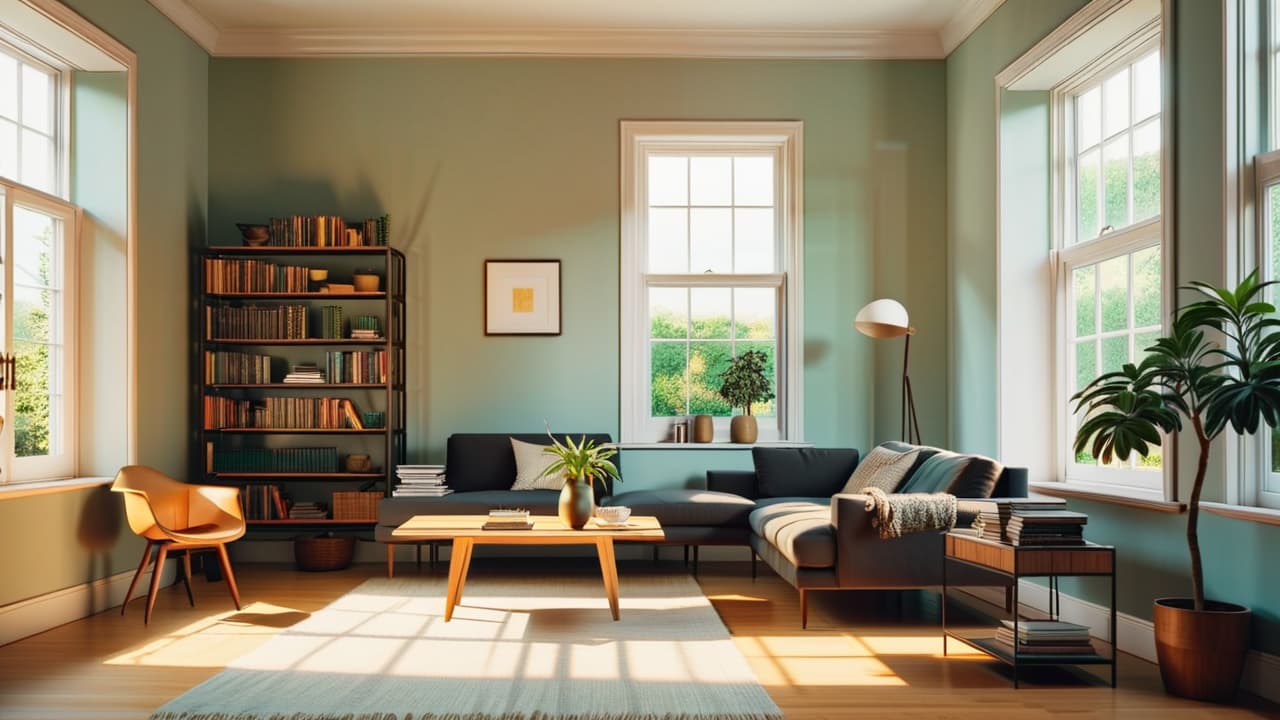  a serene, uncluttered living room with natural light streaming through large windows, featuring a single, elegant piece of furniture, a potted plant, and a small stack of books, embodying minimalist aesthetics and mindful living. hyperrealistic, full body, detailed clothing, highly detailed, cinematic lighting, stunningly beautiful, intricate, sharp focus, f/1. 8, 85mm, (centered image composition), (professionally color graded), ((bright soft diffused light)), volumetric fog, trending on instagram, trending on tumblr, HDR 4K, 8K