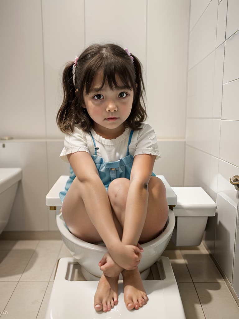  girl in poo, first grade in elementary school, sitting in the toilet, masterpiece, best quality,8k,ultra detailed,high resolution,an extremely delicate and beautiful,hyper detail