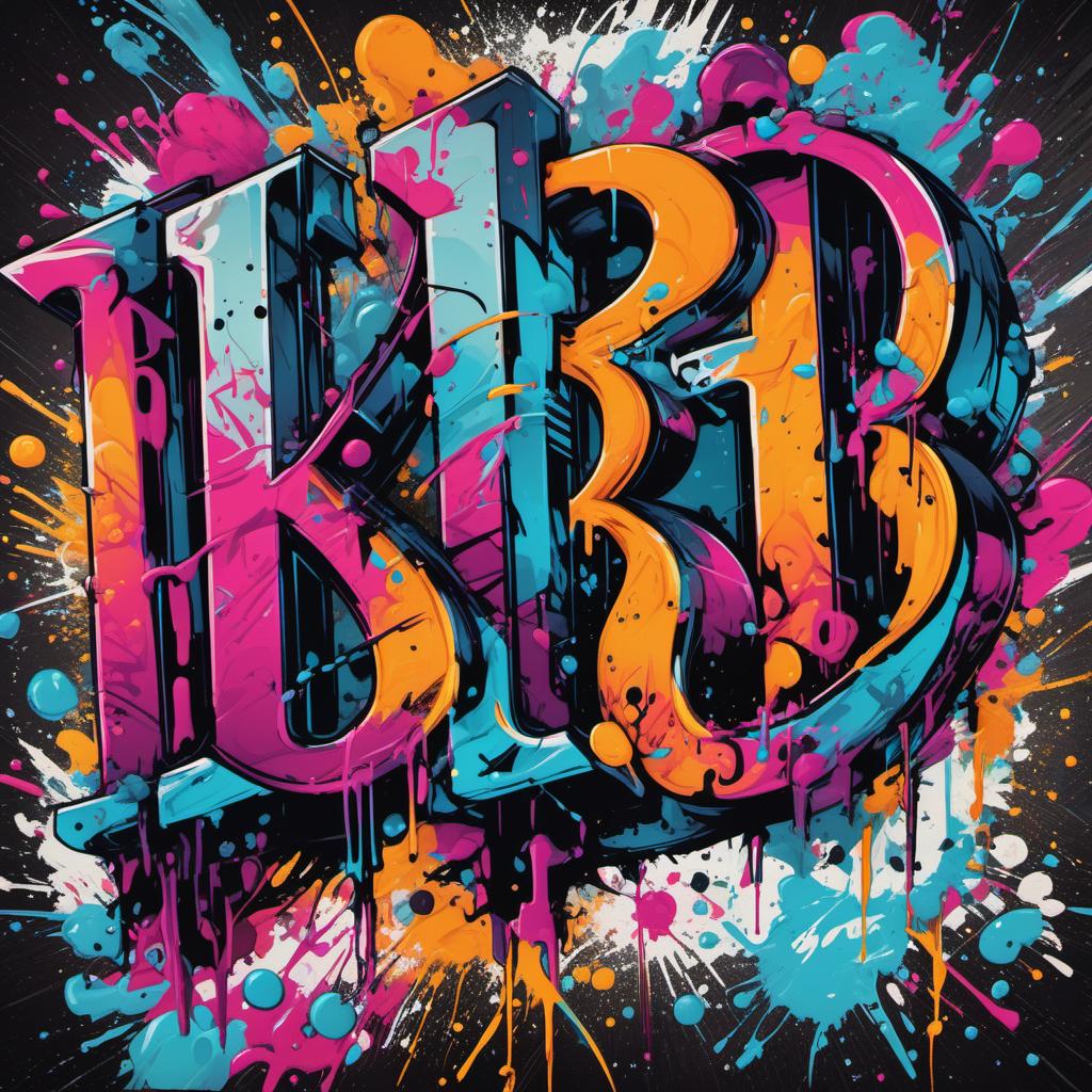  the letters “rb” in graffiti style , cyberpunk style