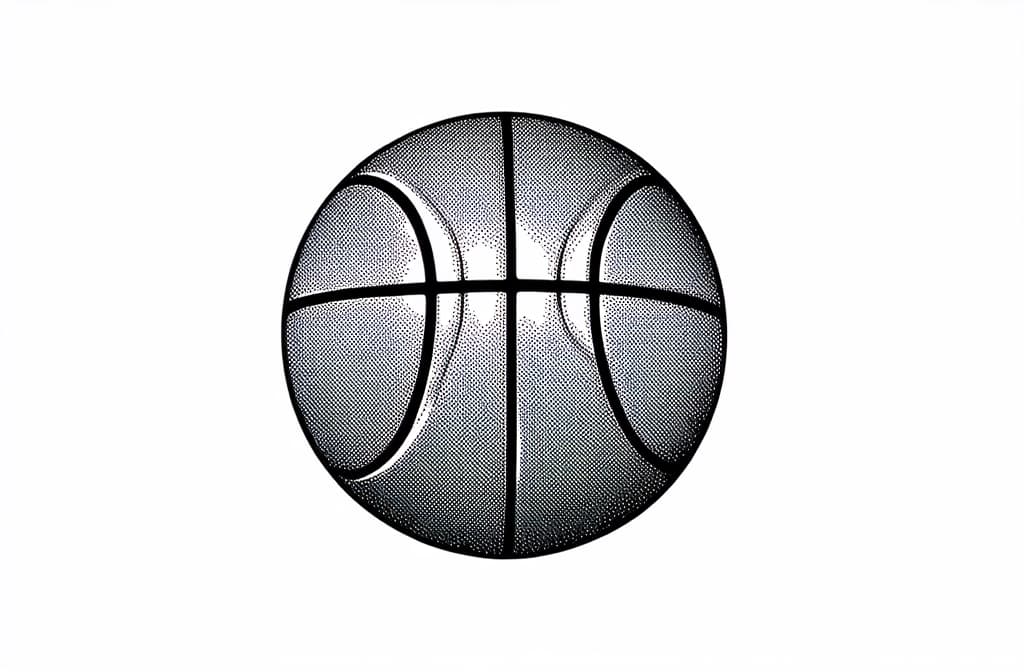  contour, very simple image in one unbroken black ink line, single line of basketball ball, engraving illustration, icon isolated on white background ar 3:2 using a single continuous black line ink brushon white background, drawing should be created without lifting the pen, recognizable features of basketball ball, engraving illustration, icon isolated on white background ar 3:2 in one unbroken line