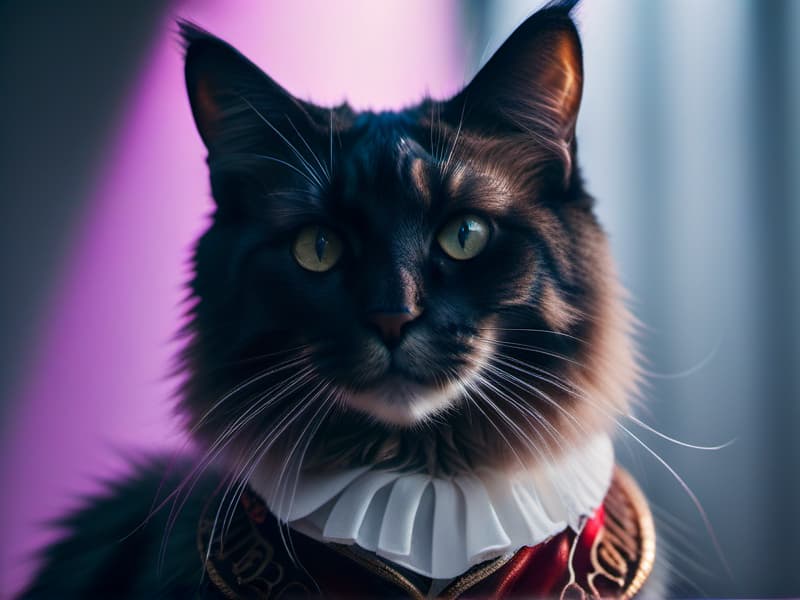  cat hyperrealistic, full body, detailed clothing, highly detailed, cinematic lighting, stunningly beautiful, intricate, sharp focus, f/1. 8, 85mm, (centered image composition), (professionally color graded), ((bright soft diffused light)), volumetric fog, trending on instagram, trending on tumblr, HDR 4K, 8K