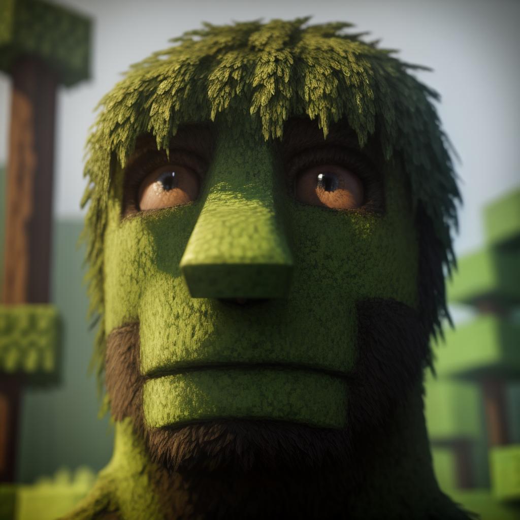  Realistic minecraft creeper, open eyes, digital art, masterpiece, 4k, fine details,