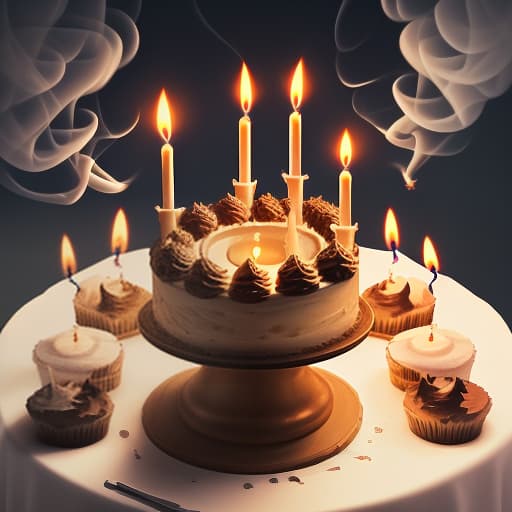  there are 24 candles on the cake, one candle is smoking