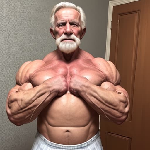   old flexing his big biceps in his in his clroom