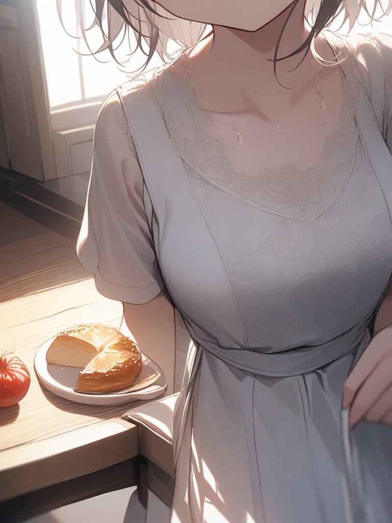  cut the onion, apron, tears, uh, girl, cute, masterpiece, best quality,8k,ultra detailed,high resolution,an extremely delicate and beautiful,hyper detail