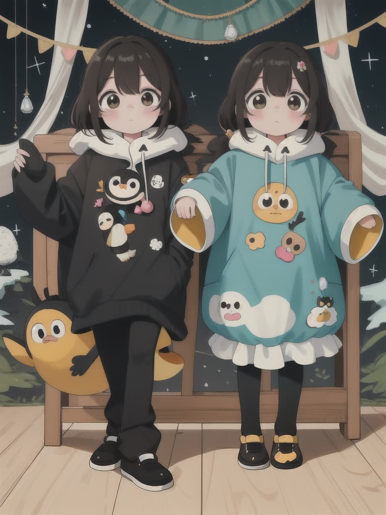 Penguin, Yuru Chara, Mascot, Beautiful Beauty couple, 💩: 0.6, 💩:, 💩, 💩, 💩, 💩,, masterpiece, best quality,8k,ultra detailed,high resolution,an extremely delicate and beautiful,hyper detail