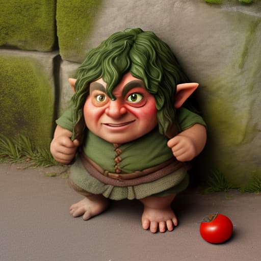  a hobbit troll made from tomatoes