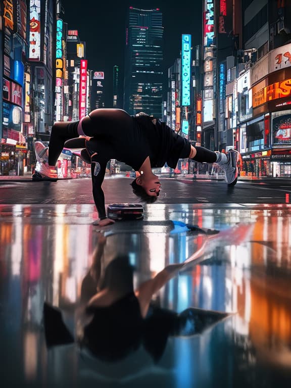  a man doing a handstand in a city at night, discord profile picture, tokyo futuristic and clean, inspired by tom chambers, hyper realistic photography, flex, graffiti wildstyle, interconnected, beyond the mirror, amazing splashscreen artwork, instagram art, pavements hyperrealistic, full body, detailed clothing, highly detailed, cinematic lighting, stunningly beautiful, intricate, sharp focus, f/1. 8, 85mm, (centered image composition), (professionally color graded), ((bright soft diffused light)), volumetric fog, trending on instagram, trending on tumblr, HDR 4K, 8K