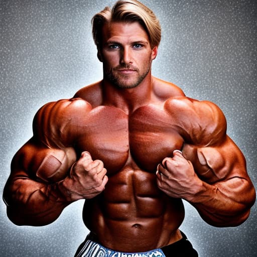 portrait+ style IFBB star bodybuilder queer blonde hunk dude face