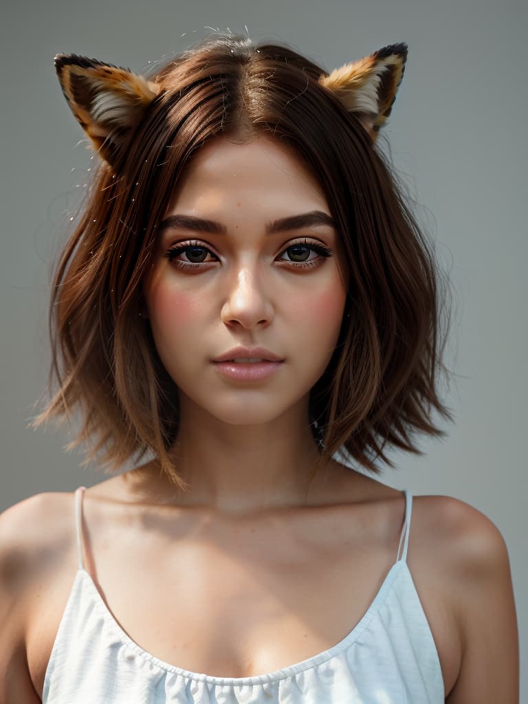  fox's ear girl, bob hair, masterpiece, best quality,8k,ultra detailed,high resolution,an extremely delicate and beautiful,hyper detail