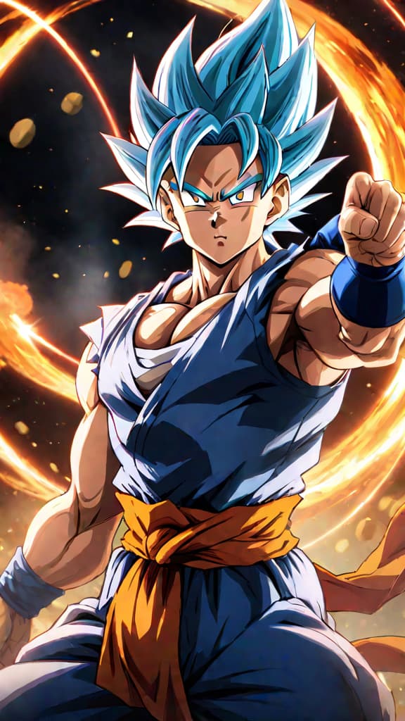  anime art: saiyans with celestial connections hinting at divine origins, featuring super saiyan and ultra instinct powers. hyperrealistic, full body, detailed clothing, highly detailed, cinematic lighting, stunningly beautiful, intricate, sharp focus, f/1. 8, 85mm, (centered image composition), (professionally color graded), ((bright soft diffused light)), volumetric fog, trending on instagram, trending on tumblr, HDR 4K, 8K