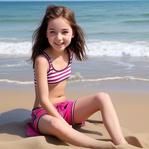   girl wearing shorts playing on beach